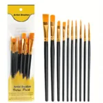 10-Pieces: Artist Paintbrush Nylon Round Pointed Flat Head Set - Bilde 3