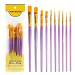 10-Pieces: Artist Paintbrush Nylon Round Pointed Flat Head Set - Bilde 5