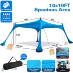 10 x 10 ft Sun Shelter Family Beach Tent Outdoor Shade UPF50+ with Sandbag - Bilde 3