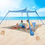 10 x 10 ft Sun Shelter Family Beach Tent Outdoor Shade UPF50+ with Sandbag - Bilde 10