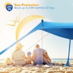 10 x 10 ft Sun Shelter Family Beach Tent Outdoor Shade UPF50+ with Sandbag - Bilde 8
