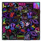 100-Piece: Cartoon Neon Light Graffiti Stickers - Image 5