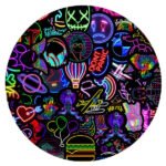 100-Piece: Cartoon Neon Light Graffiti Stickers - Image 4