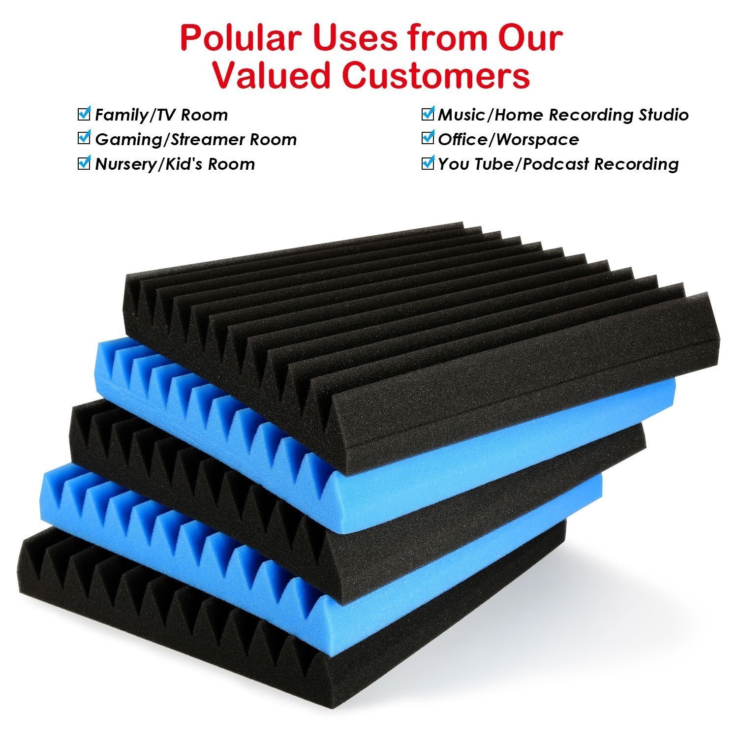 12-Pack: Sound Proof Padding Acoustic Foam Panels - Image 9