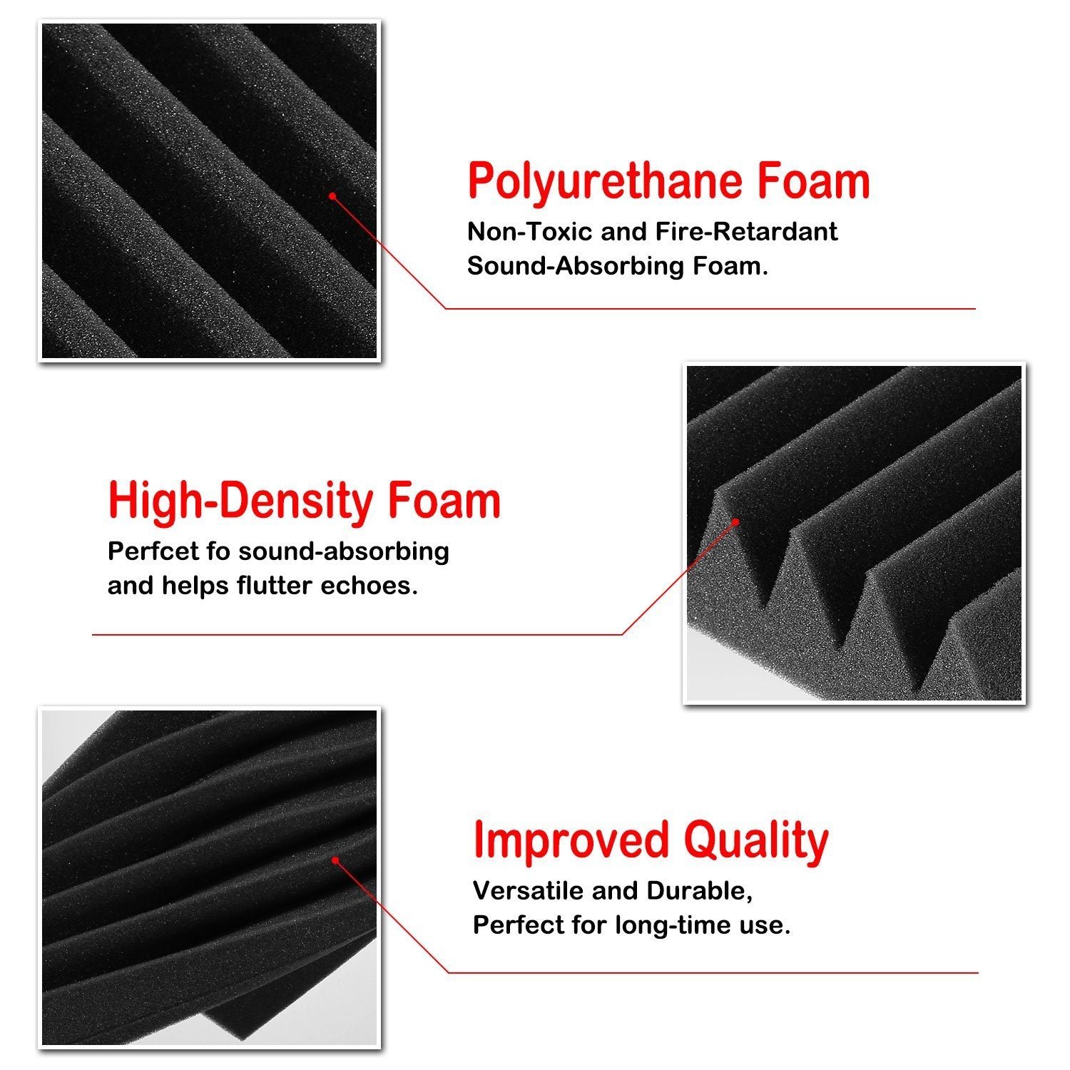 12-Pack: Sound Proof Padding Acoustic Foam Panels - Image 4