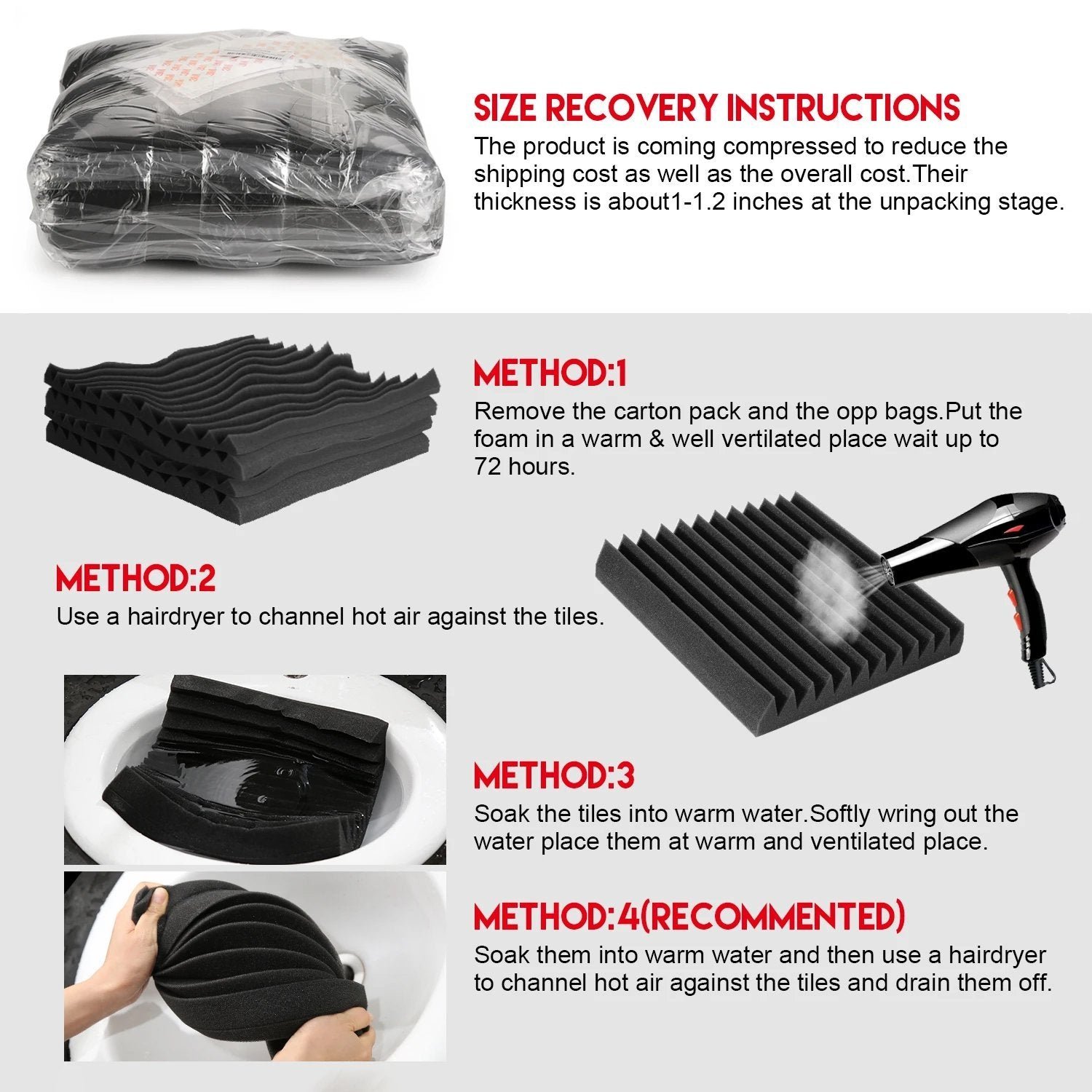 12-Pack: Sound Proof Padding Soundproof Foams - Bilde 7