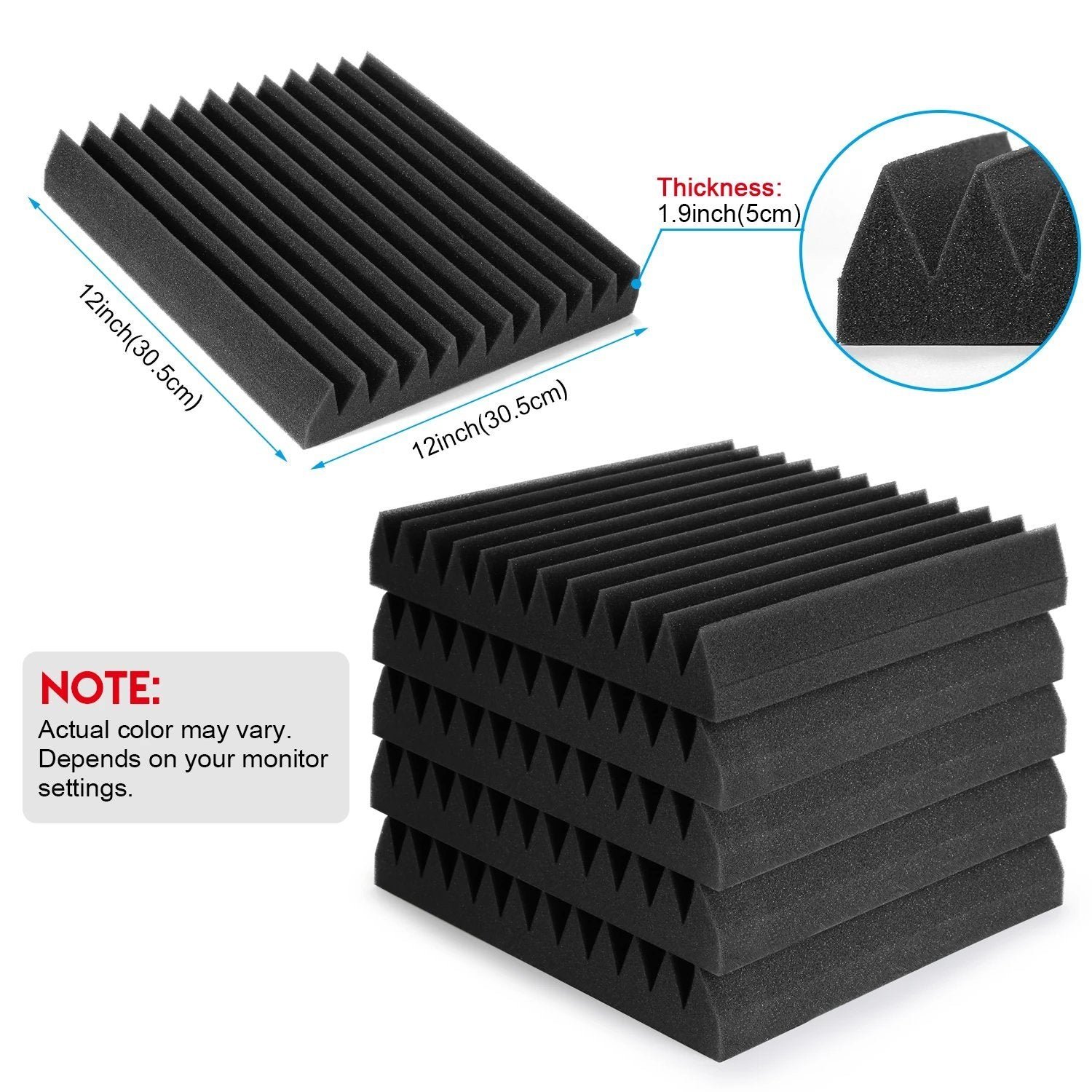 12-Pack: Sound Proof Padding Soundproof Foams - Bilde 4