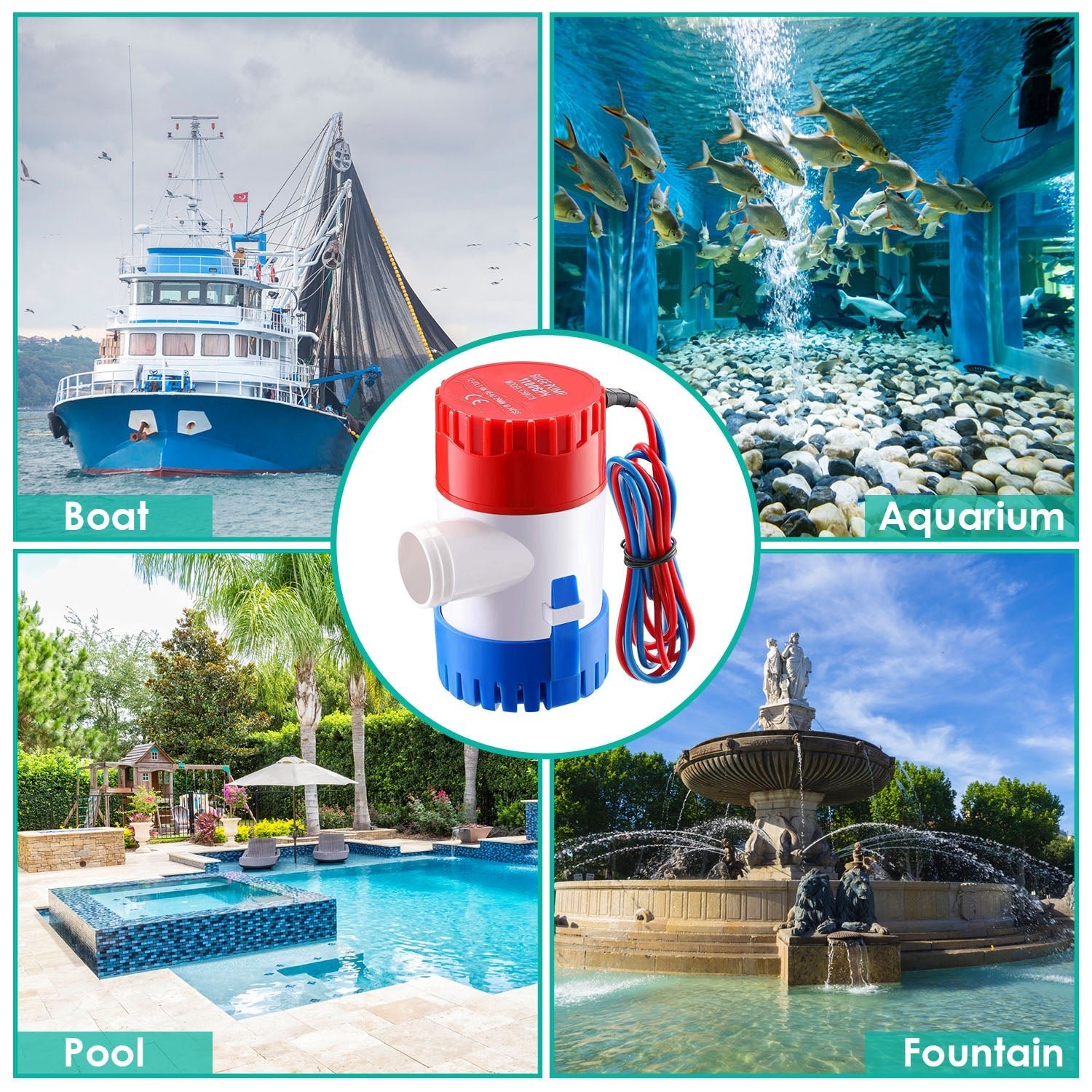 12V 1100GPH Submersible Marine Boat Bilge Non-Automatic Electric Water Pump - Image 9
