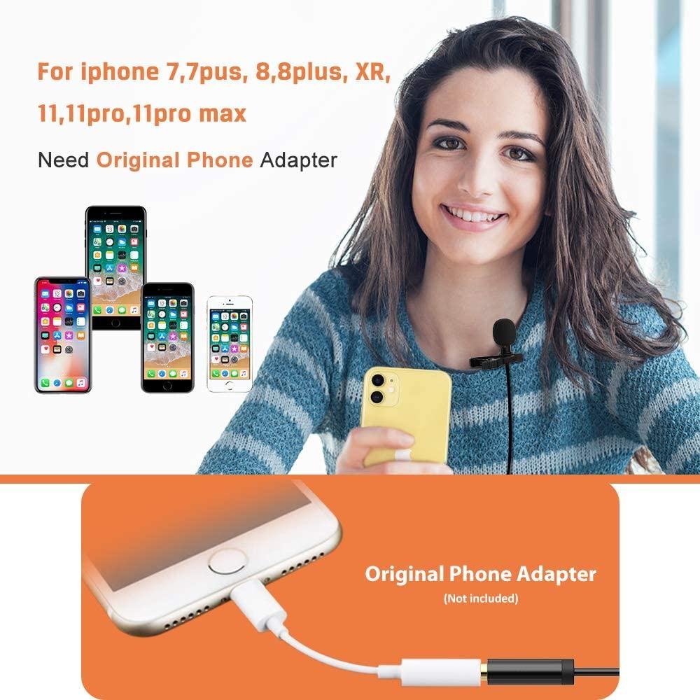 16 Feet Single Head Lavalier Lapel Microphone Omnidirectional Condenser Mic - Bilde 5