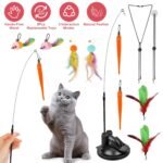 2 Cat Wand Toys with Suction Cup Double Head Interactive Cat Feather Toy - Bilde 5