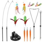 2 Cat Wand Toys with Suction Cup Double Head Interactive Cat Feather Toy - Bilde 3