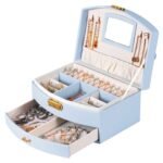2-Layer Lockable Leather Jewelry Box - Bilde 3