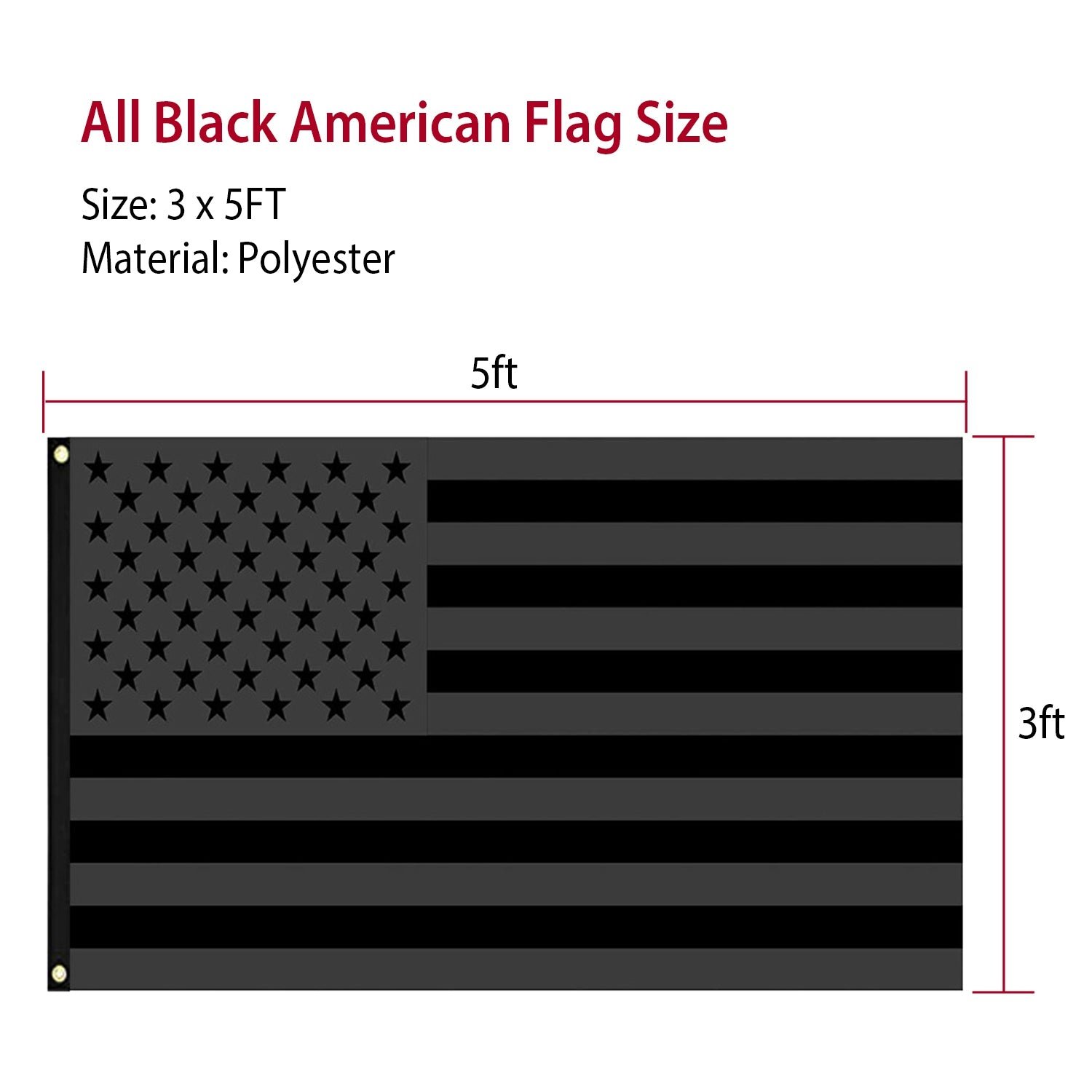 2-Pack: 3X5 Ft. All Black American Flag - Image 6