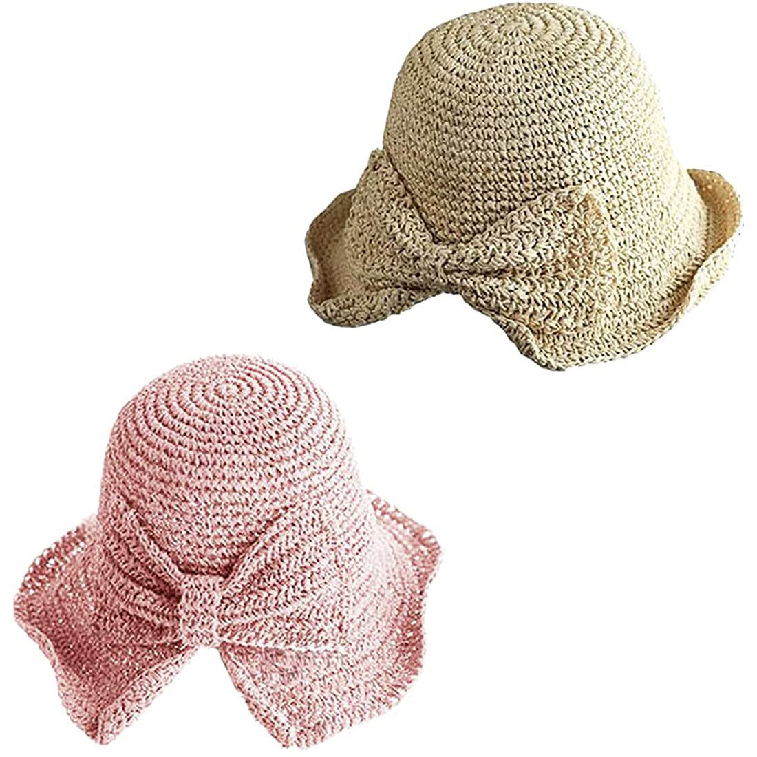 2-Pack: Foldable Wide Brim Floppy Straw Hat - Bilde 4