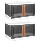 2-Piece: Foldable Stackable Storage Bins with Lid - Image 2
