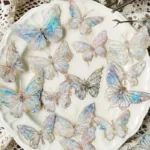 20-Pieces: Ice Crystal Laser Butterfly Decorative PET Stickers - Image 6