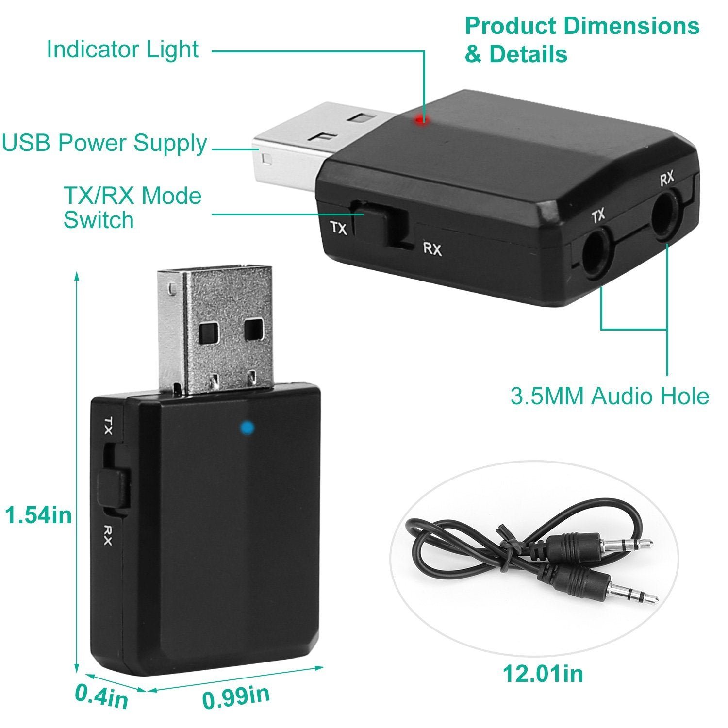 3-in-1 Wireless V5.0 USB Audio Transmitter Receiver - Image 6