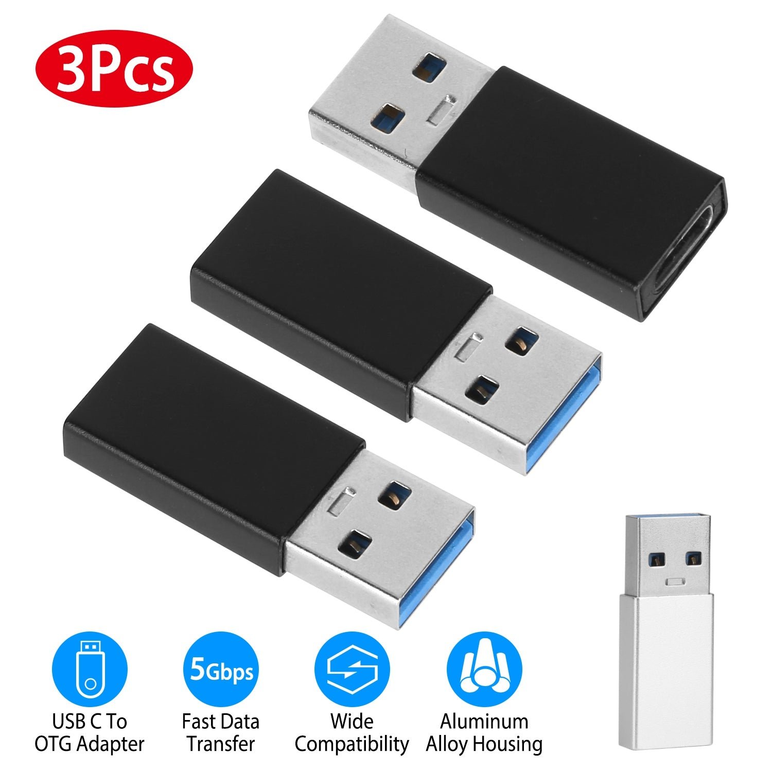 3-Packs: USB Type-C Male to USB A 3.0 OTG Male Port Converter - Image 8
