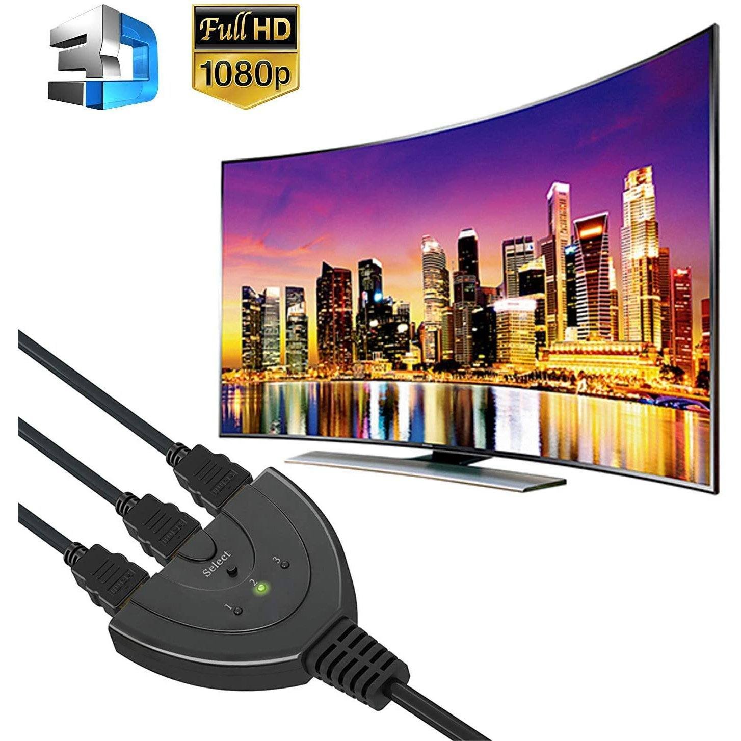3-Port HDMI Switcher, Splitter, Supports Full HD1080p, 3D with High Speed Pigtail Cable - Bilde 5