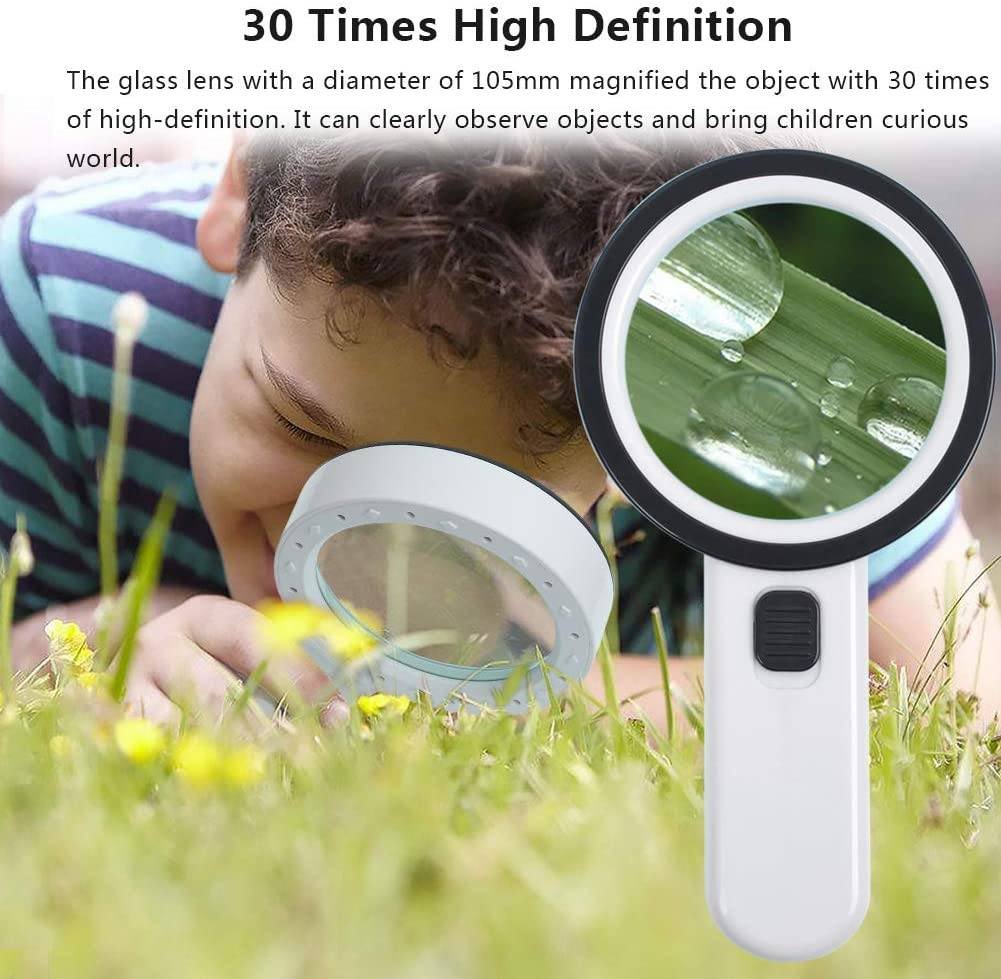 30X Handheld Large Magnifying Glass 12 LED Illuminated Lighted Magnifier - Bilde 3