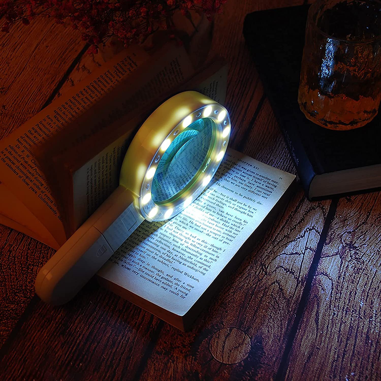 30X Handheld Large Magnifying Glass 12 LED Illuminated Lighted Magnifier - Bilde 7