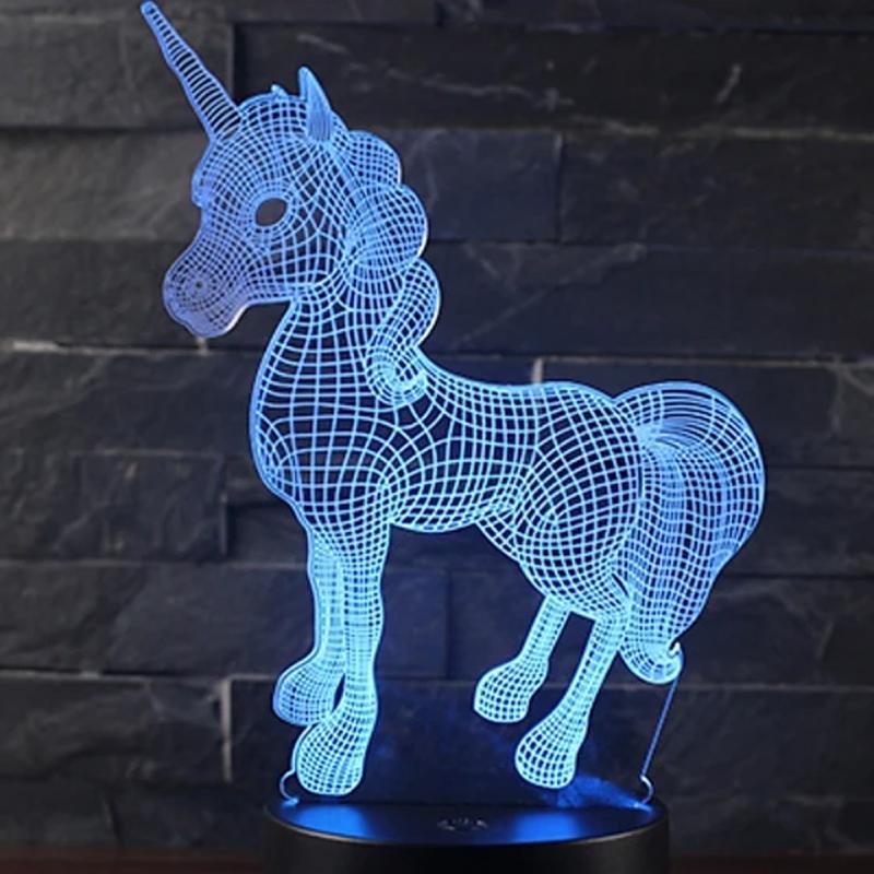 3D LED 7 Color Unicorn Table Lamp