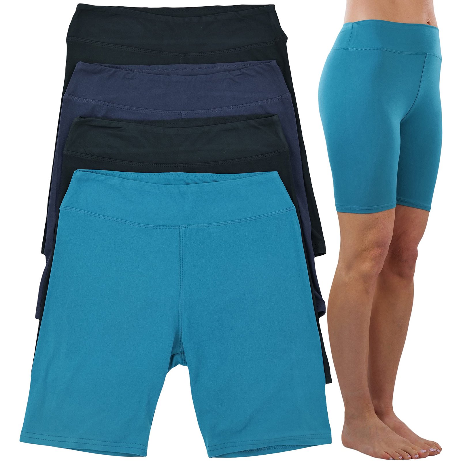 4-Pack: ToBeInStyle Women's Mid Thigh Length High Waisted Stretchy Microfiber Leggings - Bilde 11