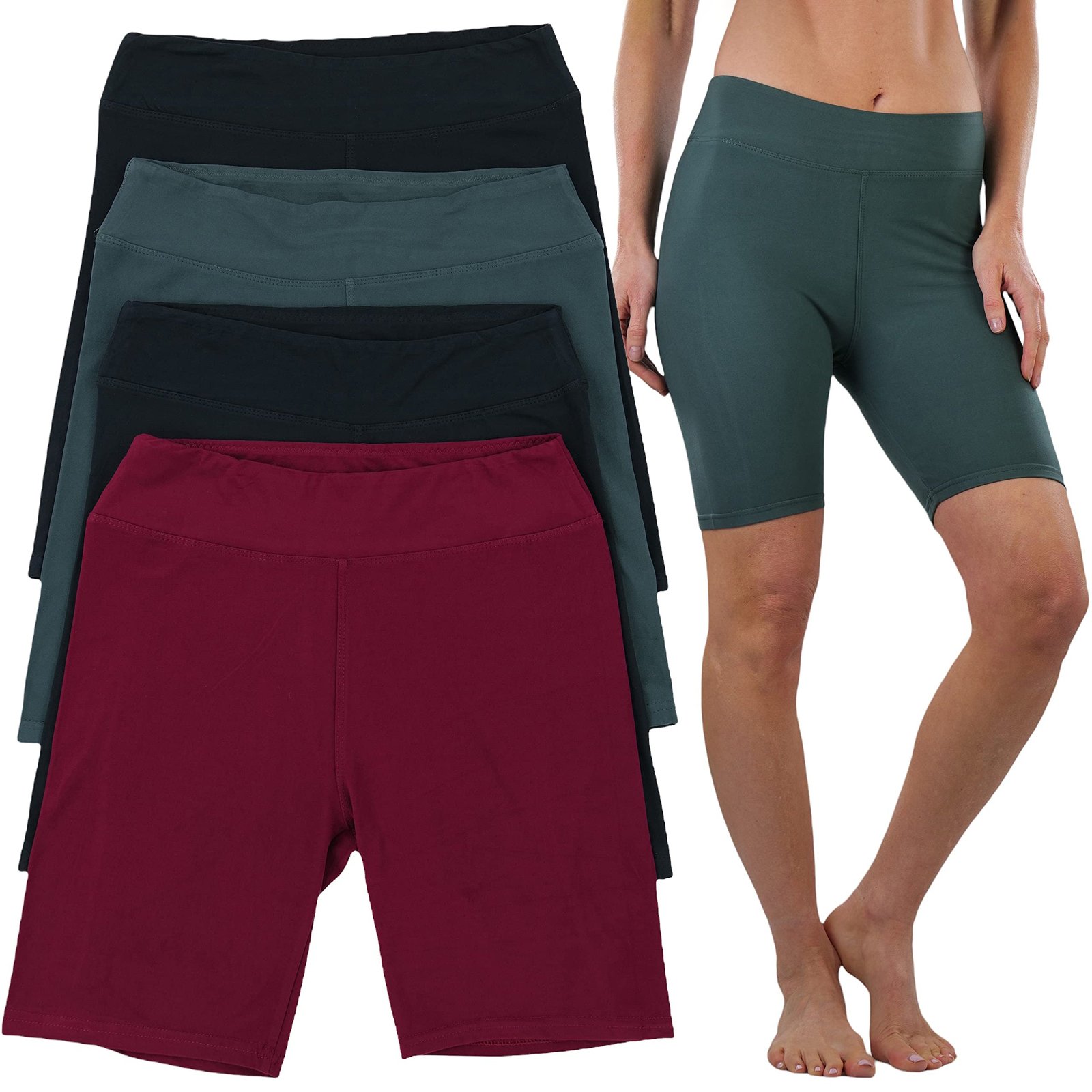 4-Pack: ToBeInStyle Women's Mid Thigh Length High Waisted Stretchy Microfiber Leggings - Bilde 6