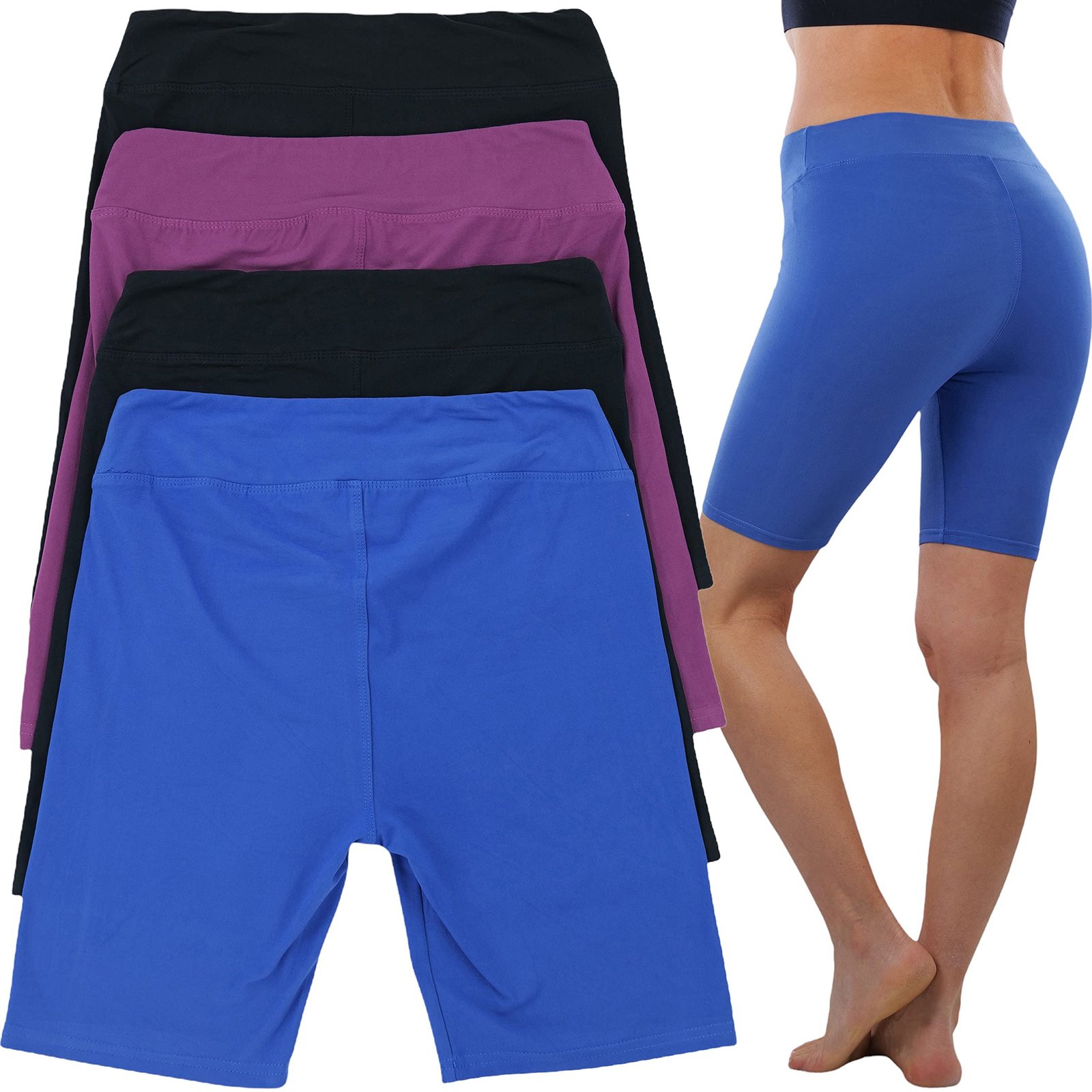 4-Pack: ToBeInStyle Women's Mid Thigh Length High Waisted Stretchy Microfiber Leggings - Bilde 3