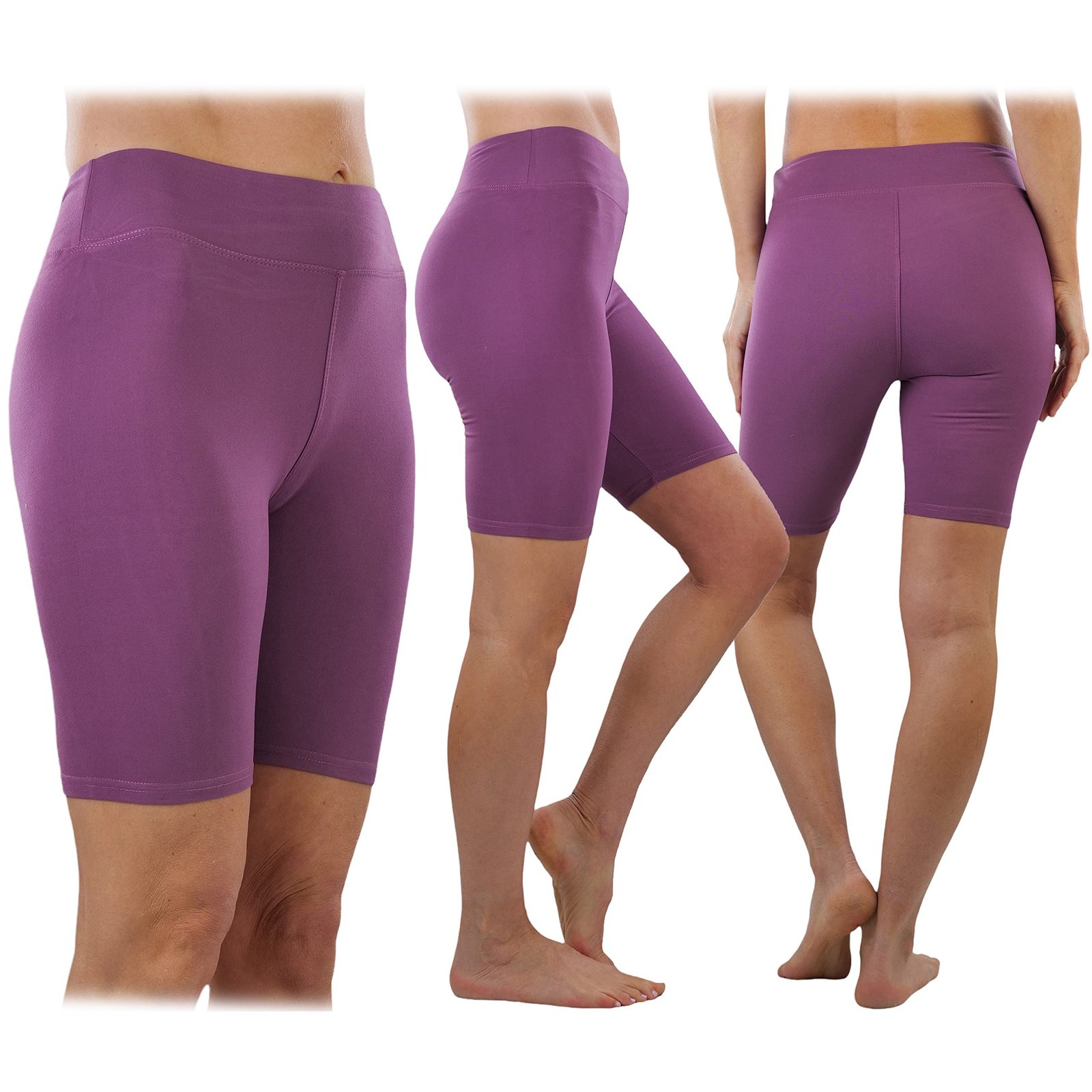 4-Pack: ToBeInStyle Women's Mid Thigh Length High Waisted Stretchy Microfiber Leggings - Bilde 5