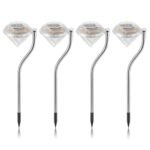 4-Piece: Solar Diamond LED Light Pathway Stake Decorative Lamp - Bilde 2