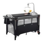 6-in-1 Foldable Baby Crib with Activity Center Diaper Changing Table - Image 3