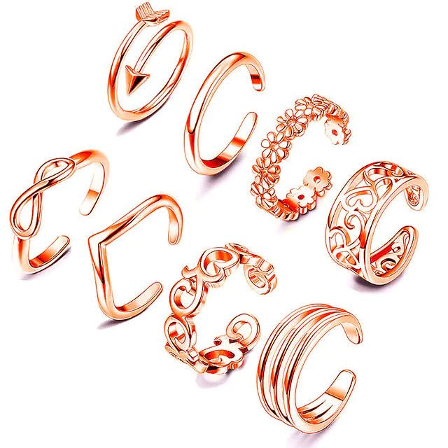 6-Pieces: Adjustable Open Toe Ring Band - Image 3