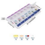 7-Day Push Button Pill, Medicine, Vitamin Organizer with AM/PM Large Compartments - Bilde 2