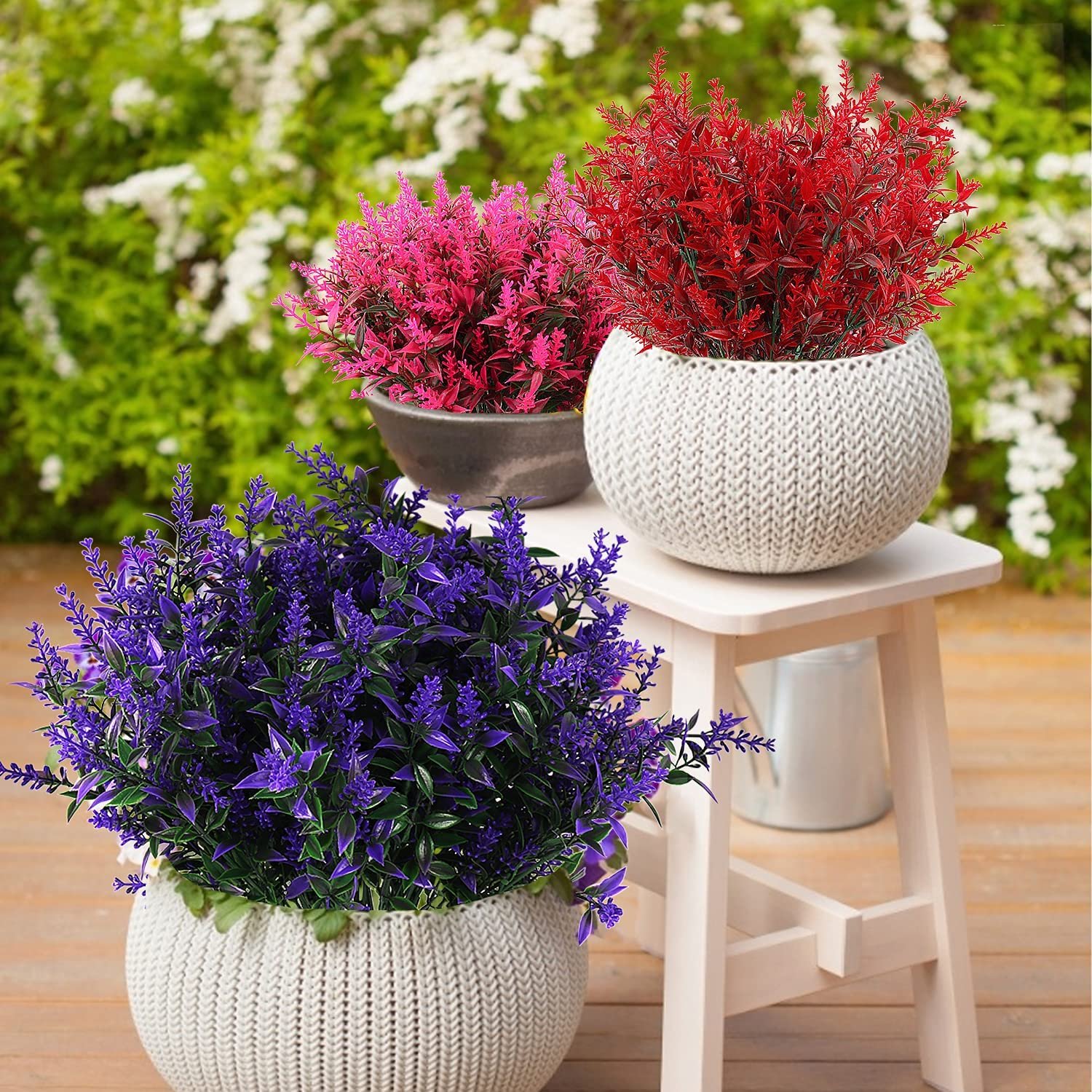 8 Bundles Artificial Lavender Plastic Flower Decorations - Bilde 9