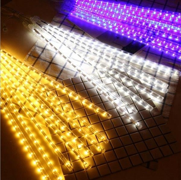 8-Pieces: Waterproof LED Meteor Shower Rain Lights