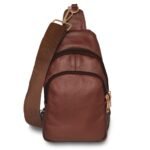 Real Leather Solid Strap Shoulder Sling Bag - Bilde 4