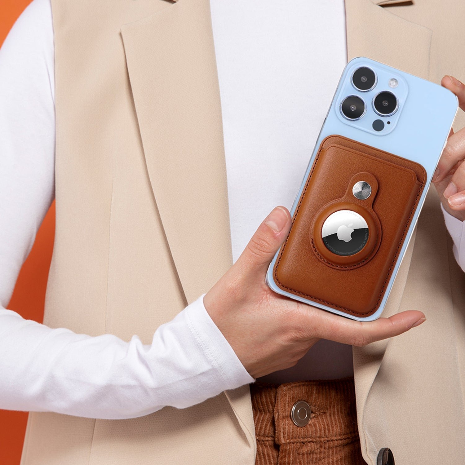 RFID Blocking Snap-On MagSafe Magnetic Card Wallet Holder Organizer With Built-In AirTag Pocket - Image 11