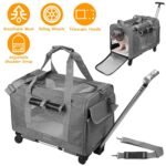 Airline Approved Rolling Pet Carrier with Telescopic Handle Shoulder Strap - Bilde 7