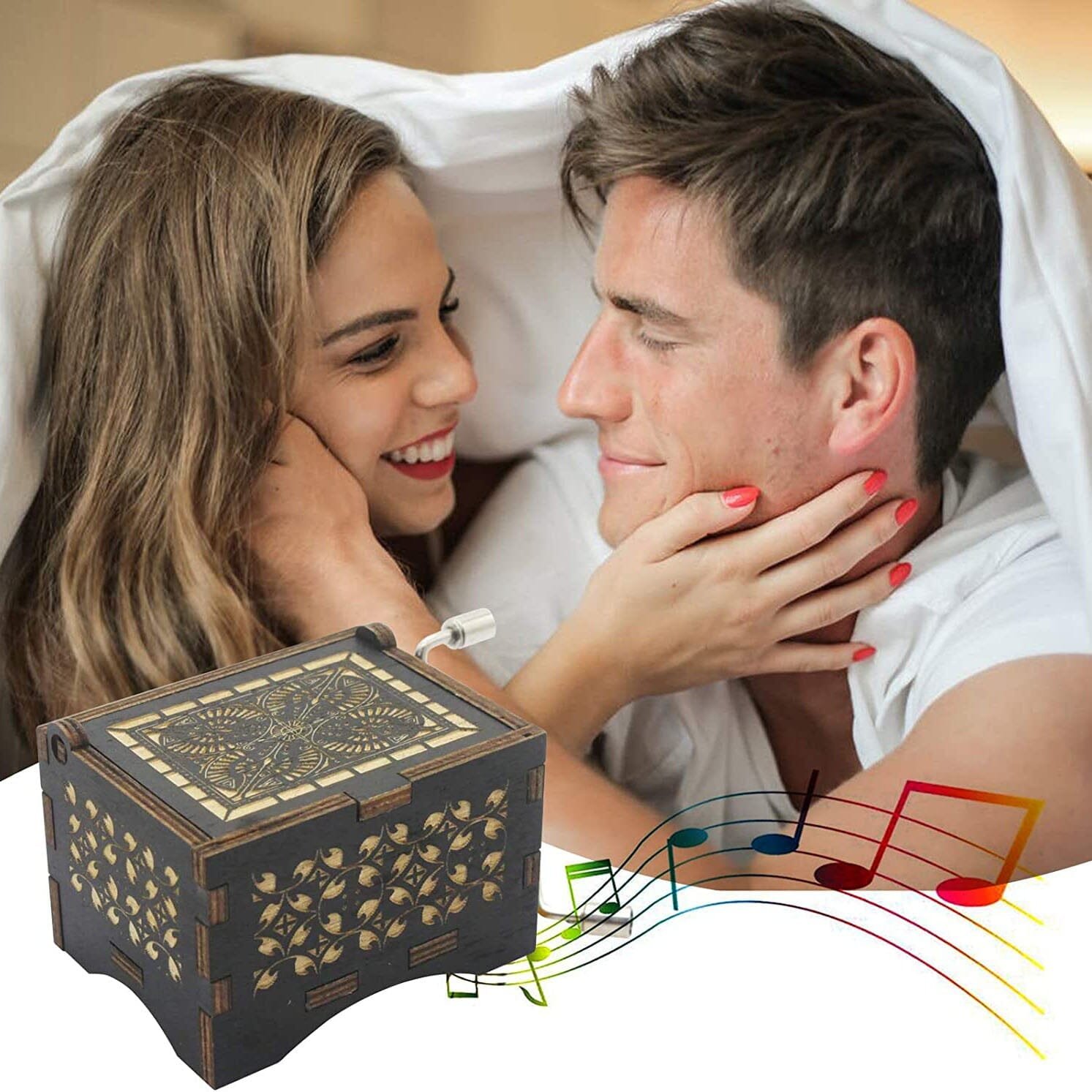 Antique Engraved Musical Box Can't Help Falling in Love - Bilde 7