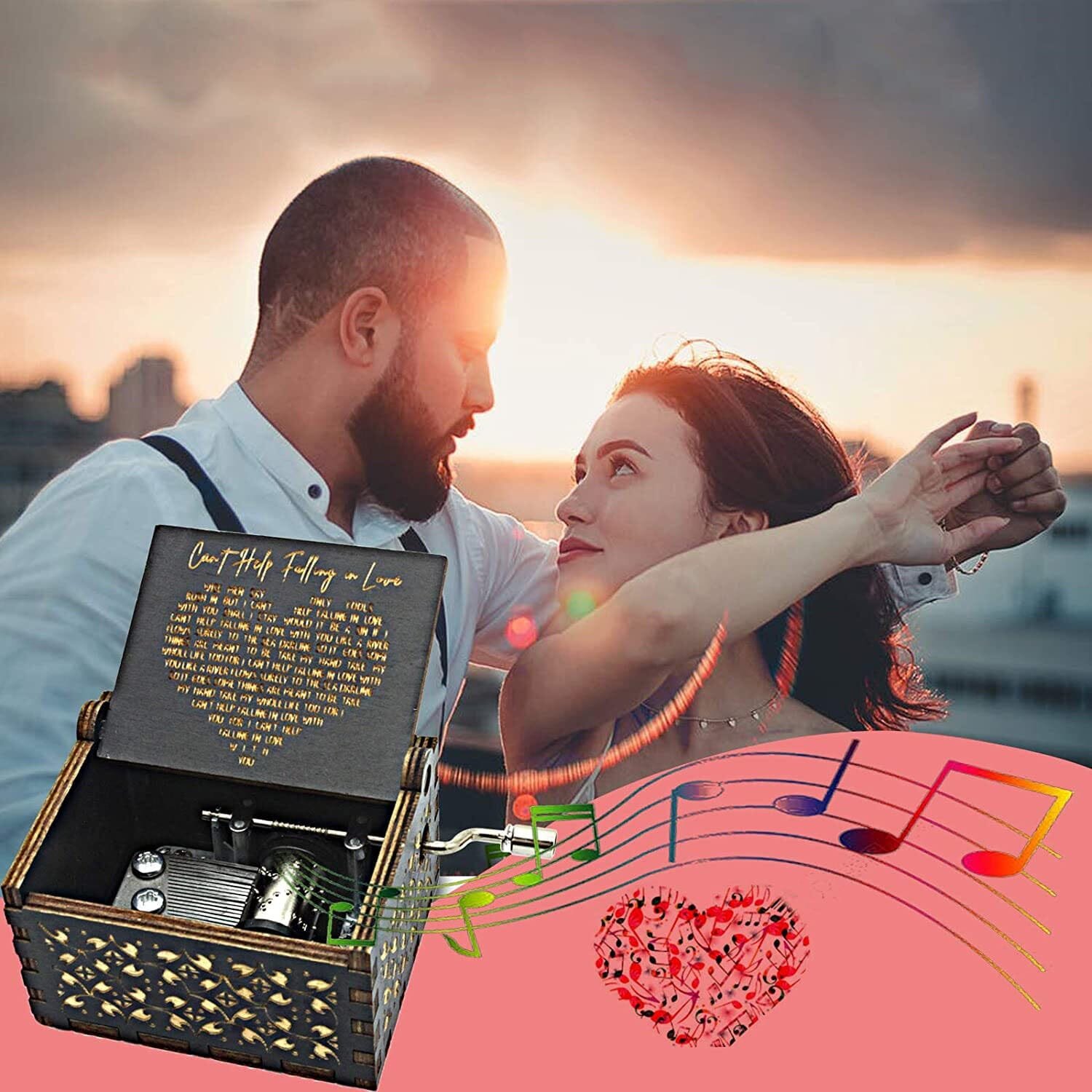 Antique Engraved Musical Box Can't Help Falling in Love - Bilde 8