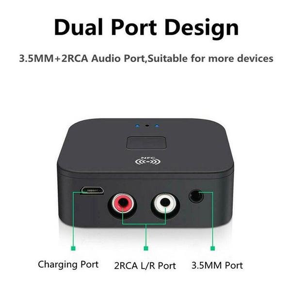 Black Wireless Bluetooth Receiver 5.0 aptX LL RCA NFC 3.5mm Jack Aux Audio Adapter - Image 5