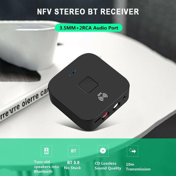 Black Wireless Bluetooth Receiver 5.0 aptX LL RCA NFC 3.5mm Jack Aux Audio Adapter - Image 9