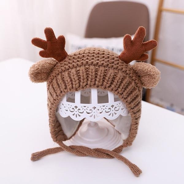 Cartoon Elk Baby Hat Winter Christmas Knitted
