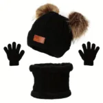 Children's Winter Knitted Wool Lining Warm Hat, Scarf, Glove Set For 2-5 Year Old Boys And Girls - Bilde 2