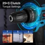 Cordless Drill Set with 2 Pieces 8V Batteries and Charger 2 Variable Speed 3/8In Keyless Chuck - Image 14