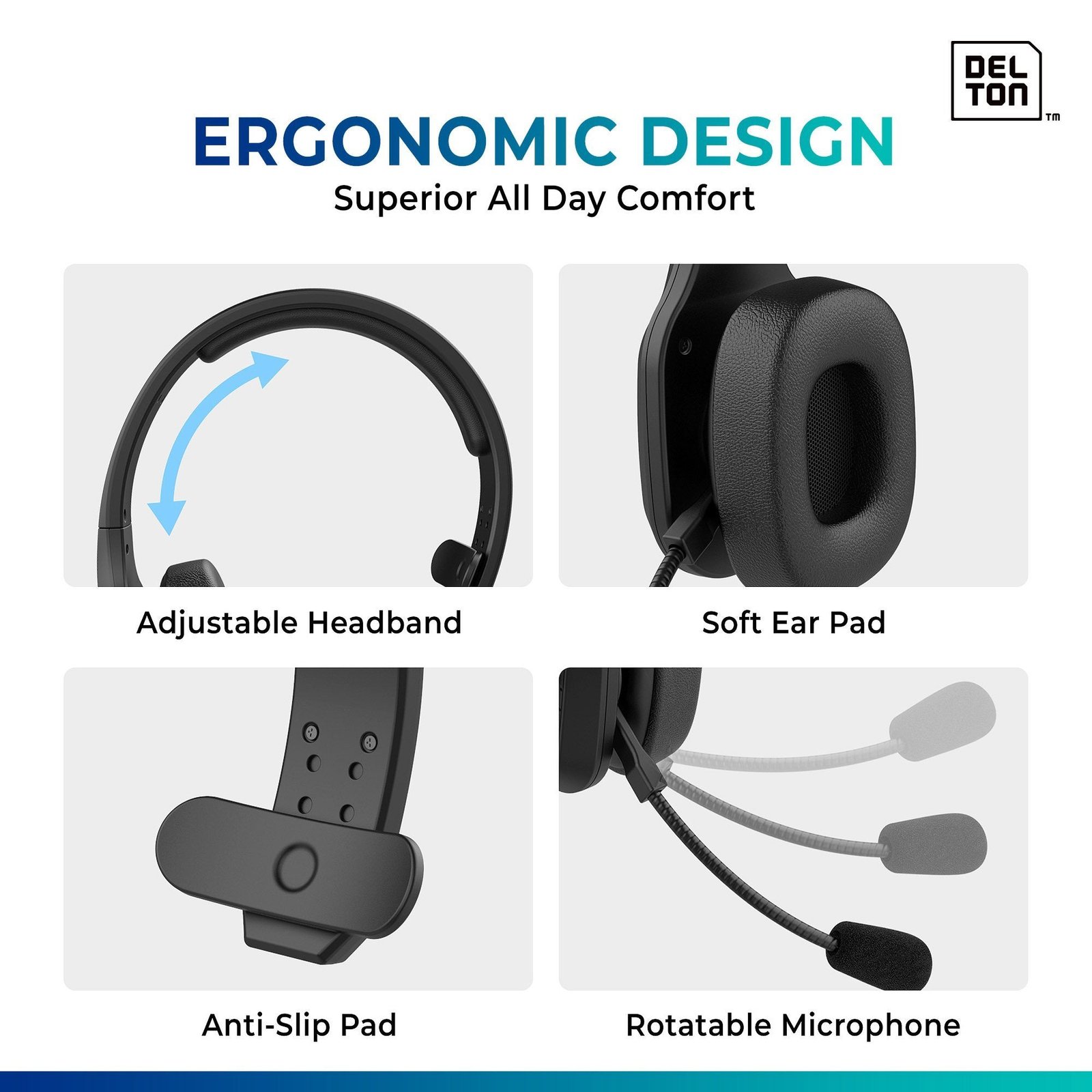 Delton Professional Wireless Computer Headset with Mic - Image 5