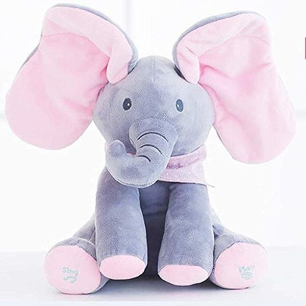 Electronic Talking Singing Blinking Eyes Elephant Plush Toy
