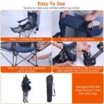 Foldable Camping Chair Heavy Duty Steel Lawn Chair with Reclining Backrest Angle - Image 12