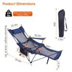 Foldable Camping Chair Heavy Duty Steel Lawn Chair with Reclining Backrest Angle - Image 7